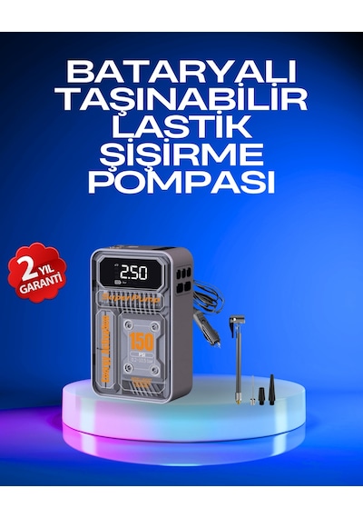 Techmrt 6000mah Bataryalı Led Ekranlı Akıllı Hava Kompresörü