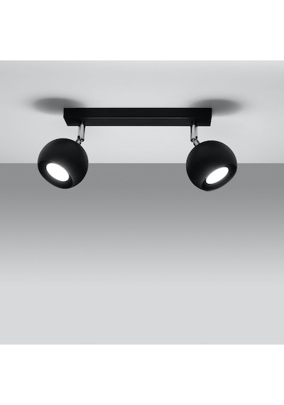 Rsylight Retro Siyah 180 Derece Hareketli Modern Spor 2 Li Led Spot Avize Beyaz Ampullü Siyah