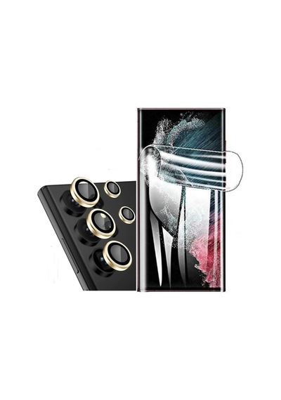 For Samsung Galaxy S23 Ultra Kamera Lens Koruyucu Gold Ekran Koruyucu Ped