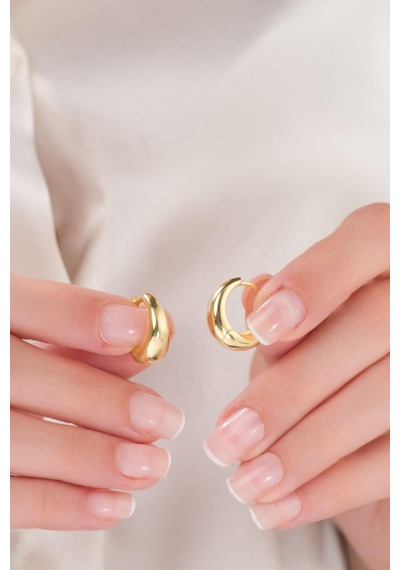 Tmt Silver 17 Mm Gümüş Altın Gold Kaplama Halka Şarnel Küpe