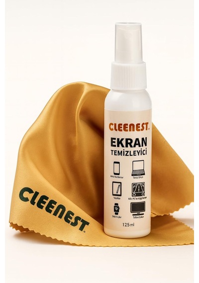 Ekran Temizleyici Seti, 125 Ml Sprey Ve 30x30 Cm Kaşmir Bez, Tüm Ekranlar İçin