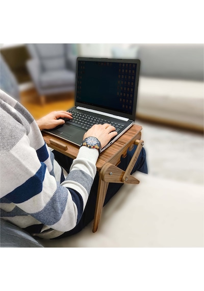 Dzgn Home Katlanabilir Laptop Standı Ahşap Laptop Sehpası Ceviz