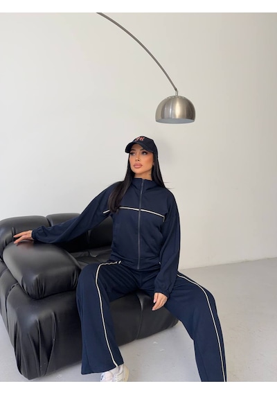 Fonna Fashion Tk-3041 Bayan Eşofman Takım Çımalı Lacivert