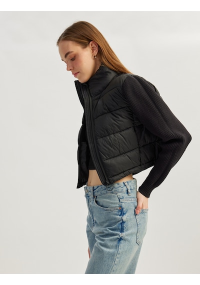 Koton Dik Yaka Slim Fit Fermuarlı Uzun Kollu Ceket Siyah 5sal20005ıw Siyah