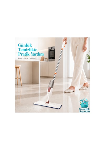 Spreyli Mop Seti +4 Yedek Mop, Portatif Cırt Cırtlı Mikrofiber Bezli