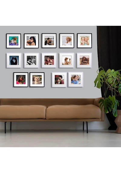 Yapışkanlı Sök-tak Paspartulu Siyah 21x21cm Kare Fotoğraf Çerçevesi - 3'lü Paket