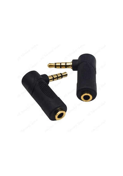 90 Derece Açılı 3.5 MM 4 Kutuplu Erkek-Dişi Ses Uzatma Adaptörü