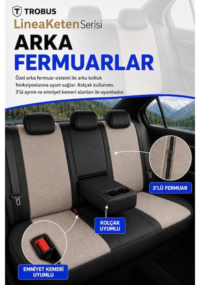 Renault Broadway 1990-2000 Uyumlu Lineaketen Serisi Ortopedik Bej Siyah Koltuk Kılıfı