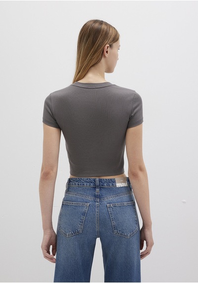 Mavi - Gri Basic Tişört 1600814-70095 Gri