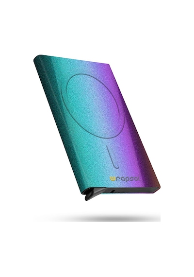 Wrapsol Magsafe Mekanizmalı Kartlık Rfid Korumalı Alüminyum Otomatik Kredi Kartlık Renkli Parlak Saks Mavi Metalik Unicorn Metalik Unicorn Çok Renkli