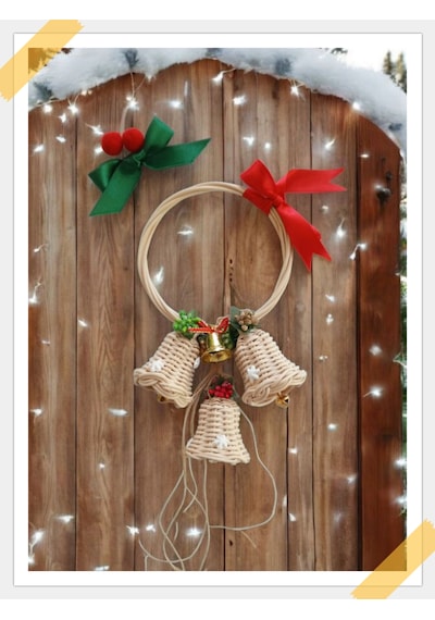 Bambu 3'lü Çan Kapı Çelengi Noel Temalı 23 13 Cm