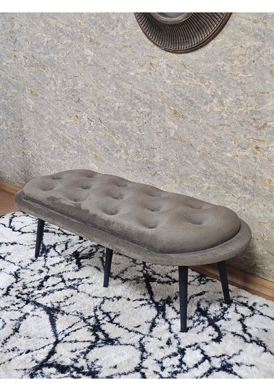 Zafir Ufo Oturak Bench - Siyah Boyalı Sivriltme Ayak - Oturak - Bench - Puf - Yatak Ucu Pufu Kahverengi