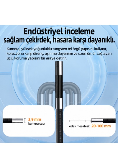 Profesyonel 1,5 Metre Ptz Endoskop Kamera - 360 Derece Dönebilen