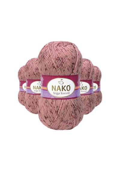 Tedar 5 Adet Vega Tweed Premium Akrilik El Örgü İpi Yünü No: 31760 Najmaddin (No:1) 8.5Cm X 10.5 Cm