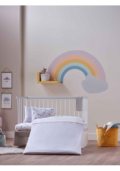 Nakışlı Bebek Nevresim Takımı Baby Car Bebek - Beyaz