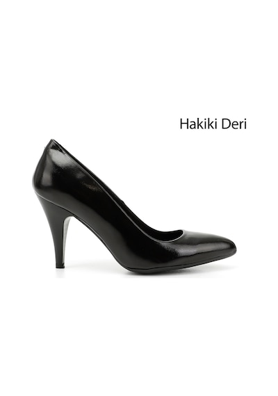 Gönderi(R) Gönderi R Siyah Rugan Sivri Burun İnce Topuklu Hakiki Deri Stiletto Siyah Rugan