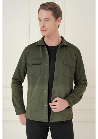 Efor G 1578 Slim Fit Haki Klasik Gömlek Haki