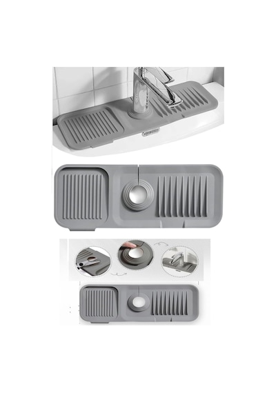 Musluk Matı, Eviye Matı,elastik Musluk Matı Su Tutucu Düzenleyici Kaydırmaz Taban Organizer Mutfak Banyo Lavabo,musluk Matı Silikon Gri Çok Renkli