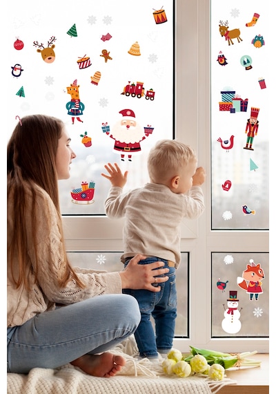 Crevidi Noel Baba Ve Sevimli Yıl Başı Figürleri Çocuk Odası Stick