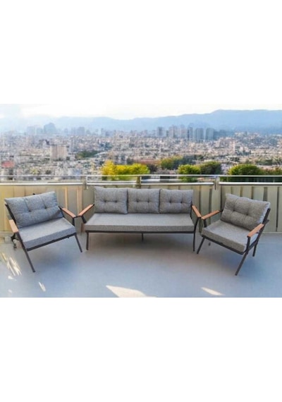Pimango Pilocca Bahçe Ve Balkon Mobilyası Gri 3+1+1 Gri