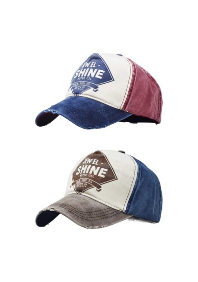Tezzgelsin Unisex Eskitme Jewel Shine Ayarlanabilir Beyzbol Kep Şapka Baseball Şapka 2'li Set Lacivert Kahverengi