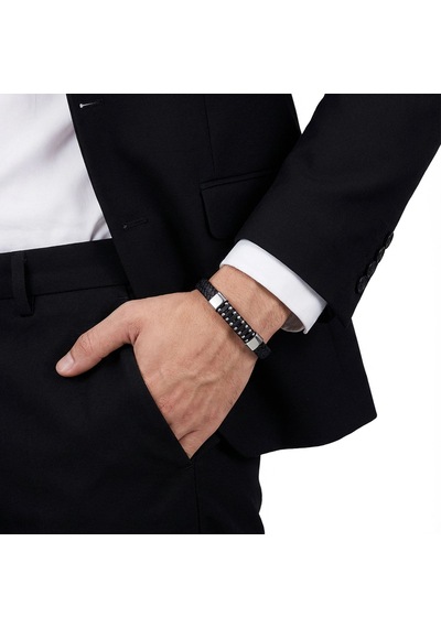 Moncuk Design Deri Çelik Damla Zincir Dolama Bileklik Siyah 33514b1d7
