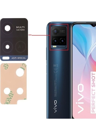 Vivo Y21s Arka Kamera Camı Lens Yapışkanlı İnd01583