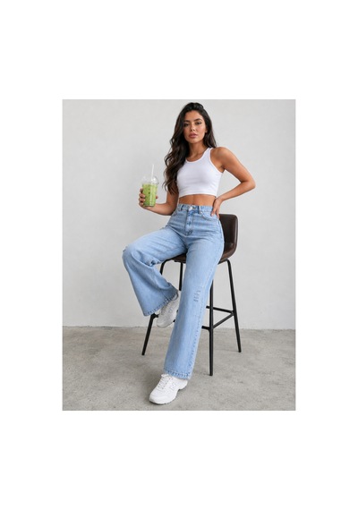Kene Jeans Buz Kar Diz Lazer Yırtık İşlemli İspanyol Paça Denim/kot Pantolon Jeans Buz Kar