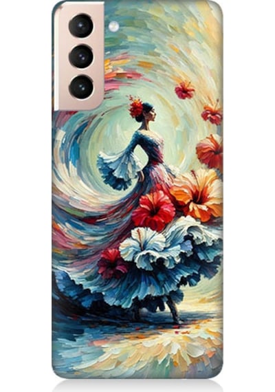 Samsung Galaxy S21 Plus Uyumlu Dönen Dans Desenli Silikon Kılıf
