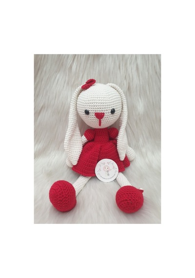 Amigurumi Organik Örgü Oyuncak Tavşan Kırmızı