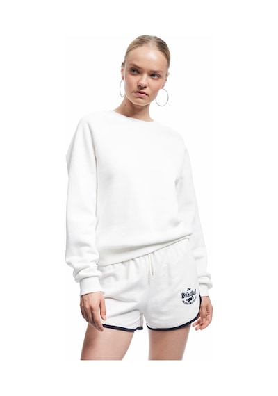 Koton Şardonlu Uzun Kollu Bisiklet Yaka Basic Oversize Sweatshirt Ekru 6wal10129ık Ekru