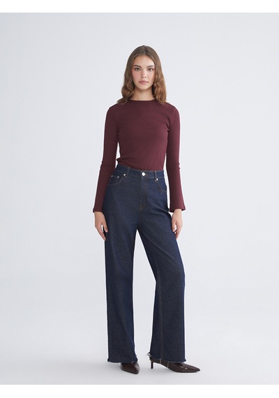 Lcw Modest Bordo Bisiklet Yaka Kadın Body