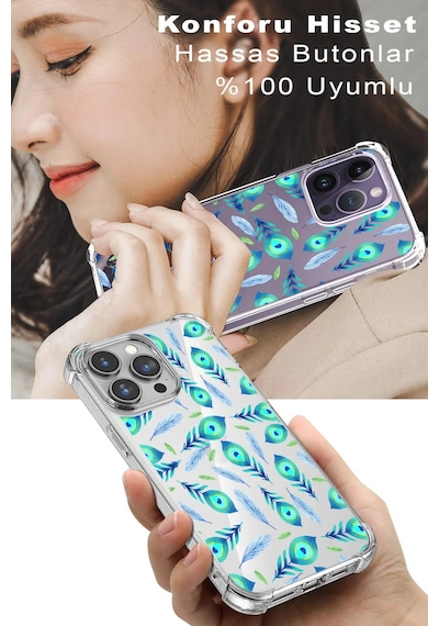 Prinrify Apple Uyumlu iPhone 11 Pro Max Nazar Boncuğu 3 Baskılı Şeffaf Köşe Korumalı Antişok Kılıf