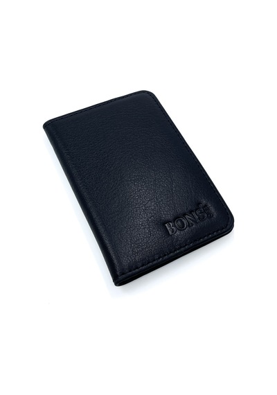 Bons Deri Hakiki Deri Kartlık, Minimalist Unisex Cüzdan Ve Kredi Kartlık Modeli - Siyah
