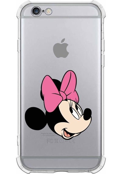 Apple Uyumlu iPhone 6  Köşe Korumalı Antişok Kapak Minnie Mouse Tasarımlı Şeffaf Kılıf