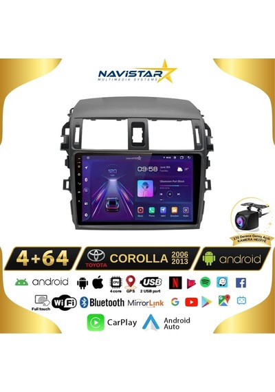 Toyota Corolla 4gb + 64gb Kablosuz Carplay Android 13 Navigasyon