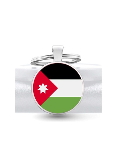 Tamgacrafts Ürdün Jordan Bayrağı Metal Anahtarlık Ülke Temalı Hediyelik Çok Renkli