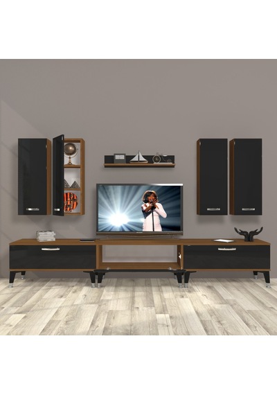 Decoraktiv Eko 8d Slm Silver Tv Ünitesi Tv Sehpası Ceviz - Siyah
