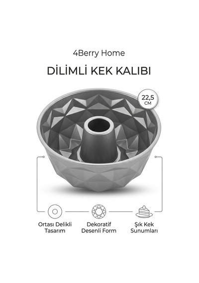 Dilimli Kek Kalıbı 22,5 Cm Gri