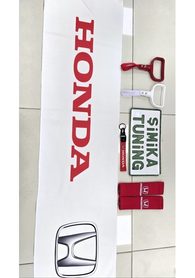 Honda Otomobil Torpido Havlusu Ve 2'li Kemer Kılıfı Ve 2'li Araç Tutamaçı Anahtarlık