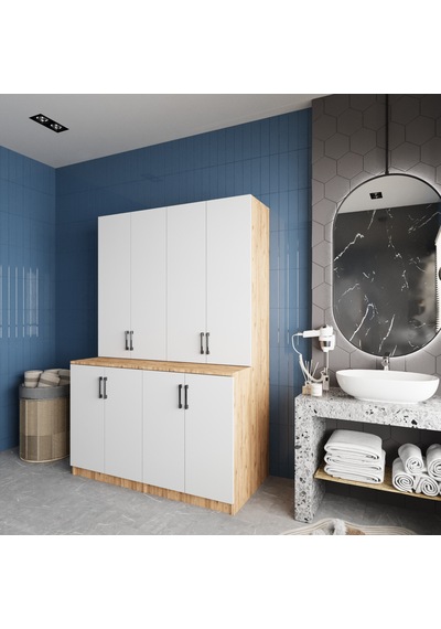 Maven Çamaşır Ve Kurutma Makinesi Dolabı Banyo Dolabı Çam Beyaz Çam - Beyaz Maven Çamaşır Ve Kurutma Makinesi Dolabı Banyo Dolabı Çam Beyaz Çam - Beyaz