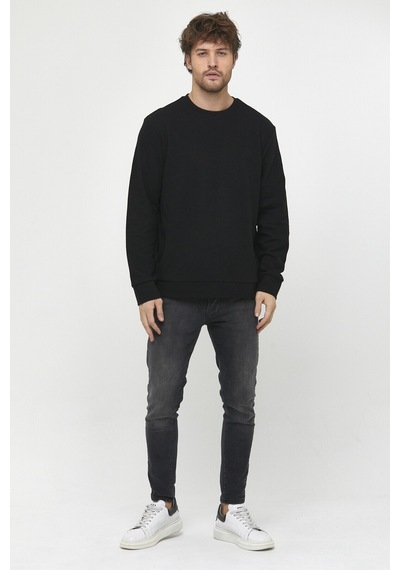 Süperlife Erkek Bisiklet Yaka Regular Fit İnce Sweatshirt Spr 20k30 Altın - Siyah