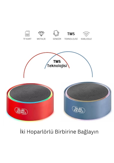 Mini Bluetooth Hoparlör Ses Bombası Tws Hoparlör Bağlantı Kırmızı