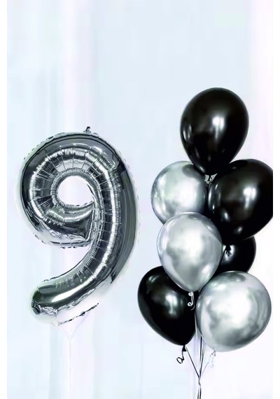 Rakam Folyo Balon Gümüş 102cm 40inç 9
