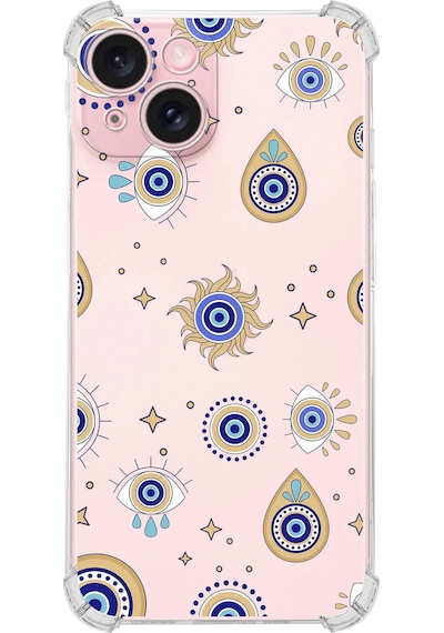 Printify Apple Uyumlu iPhone 15 Devil Eye 5 Şeffaf Köşe Ve Kamera Korumalı Korumalı Antişok Kılıf 0166e
