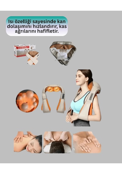 Ovmalı Isıtmalı Masaj Aleti Bel Boyun Omuz İçin Profesyonel Masaj Keyfi Krem Beyaz