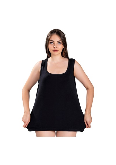 Fanilam Kadın Pamuklu Kalın Askılı Büyük Beden Atlet 2 Li Set Oversize 3xl 6xl Arası Siyah