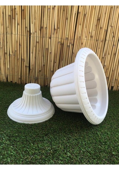 Serada Decor Plant Nergis Saksı Krem 35x43 Cm 9,8 Lt Beyaz Ayaklı Plastik Saksı Bahçe Saksısı