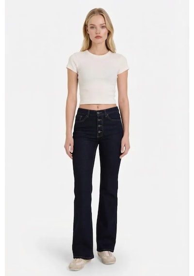 Defacto Mia Flare Fit Normal Bel Düz Paça Uzun Jean Pantolon F9602ax26spnm82 Mavi-nm82
