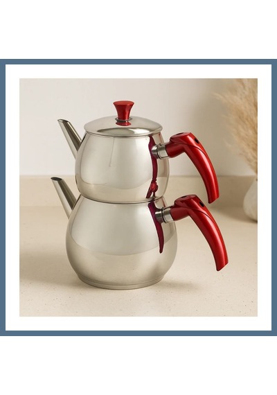 Buradabulabilirsin Büyük Aile Çelik Çaydanlık Seti Üst 1.2l / Alt 2l Bbz